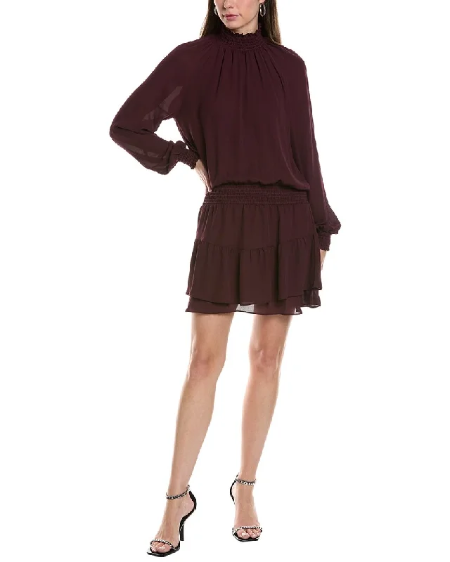 women's wrinkle-resistant dressesKrisa Turtleneck Ruffle Skirt Mini Dress