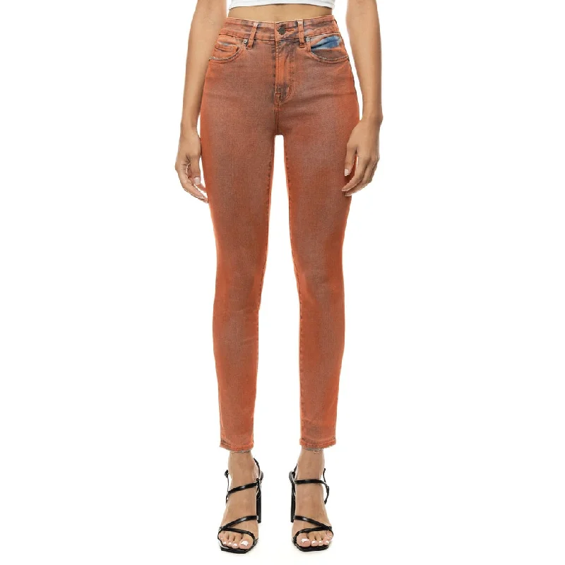 women's mom jeans denimHigh Rise Super Skinny Spray Jeans - Orange