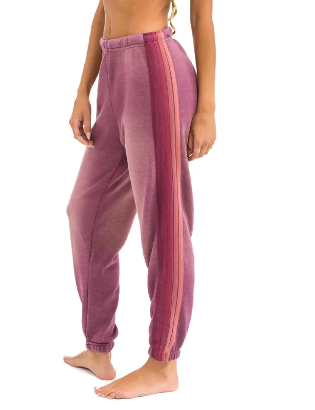 women's workout pants5 Stripe Women's Sweatpants, Faded Berry