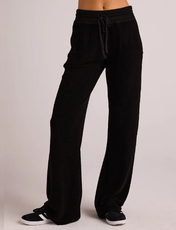 women's elastic waist pantsFrench Terry Wide Leg Sweatpant, Black