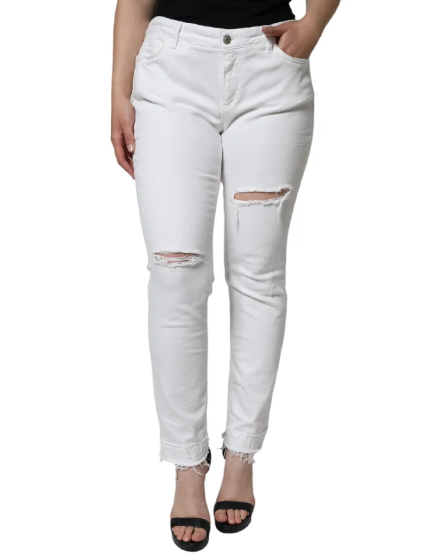 women's ankle-length pantsDolce & Gabbana  Cotton Stretch Tatte Skinny Women's Jeans (Pre-Owned)