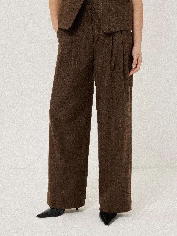 women's bootcut pantsKemp Wool Pinstripe Trouser | Brown