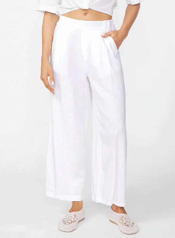 women's trendy pantsLinen Cropped Trouser Pants In Foam