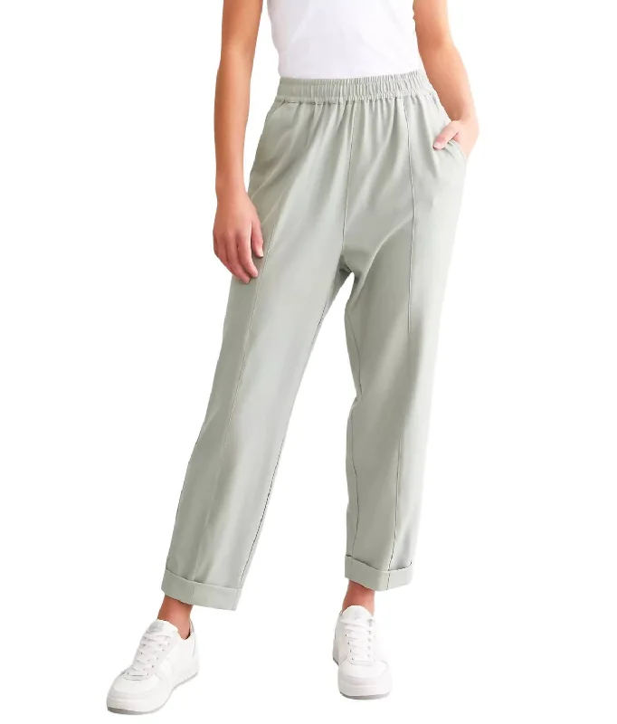 women's high-waisted pantsOakland Turnup Taper Pant In Cool Sage