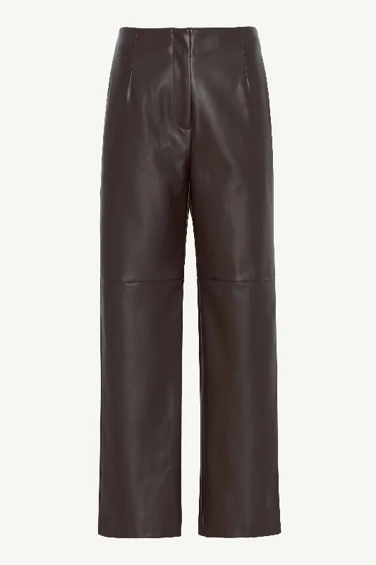 women's short pantsVegan Leather Wide Leg Trousers - Java