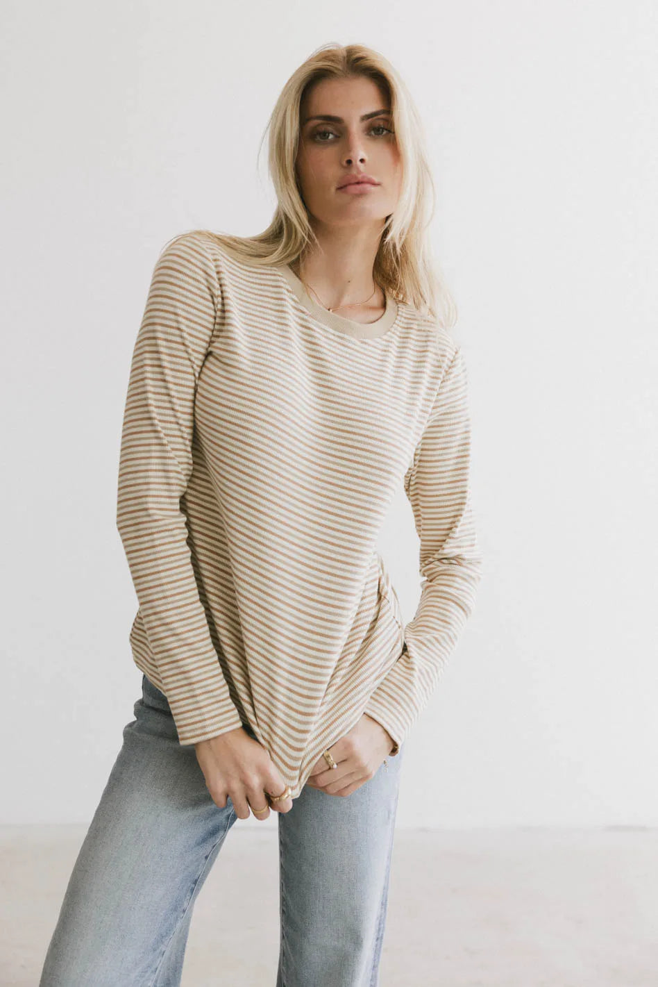 women's high-end dressesAugust Striped Ribbed Top