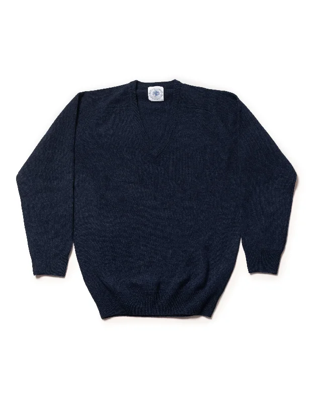 women's ethical fashion dressesLAMBSWOOL V NECK SWEATER - NAVY