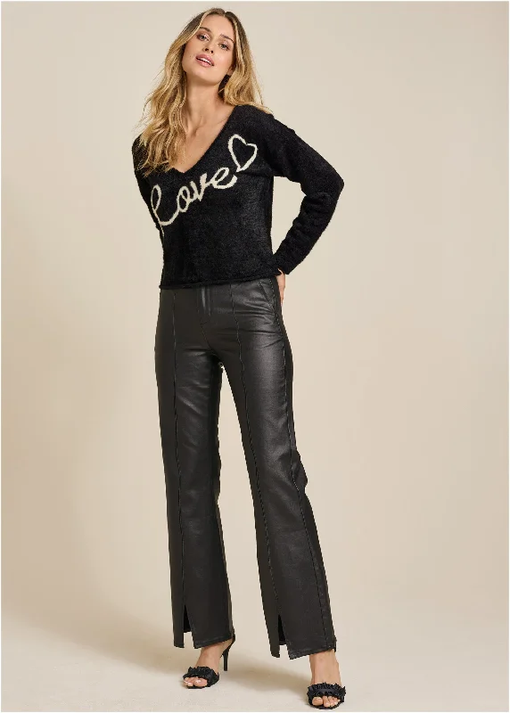 women's bespoke dressesCoated Flare Jeans - Black