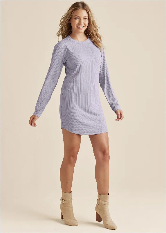 women's evening dressesRibbed T-Shirt Dress - Light Purple