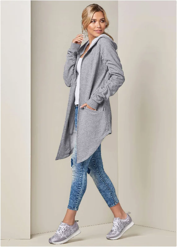 women's casual dressesAsymmetrical Lounge Hoodie - Heather Grey