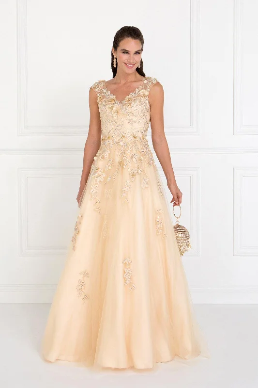 women's off-the-shoulder dressesA-Line Long Prom Dress WIth Embroidery