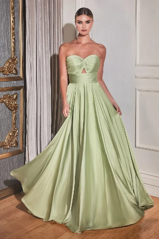 women's maternity dressesCinderella Divine 7496 Long Satin Strapless Keyhole Prom Formal Dress Sage