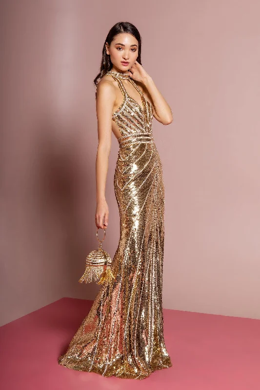 women's A-line dressesJewel Embellished Sequin Mermaid Long Prom Dress