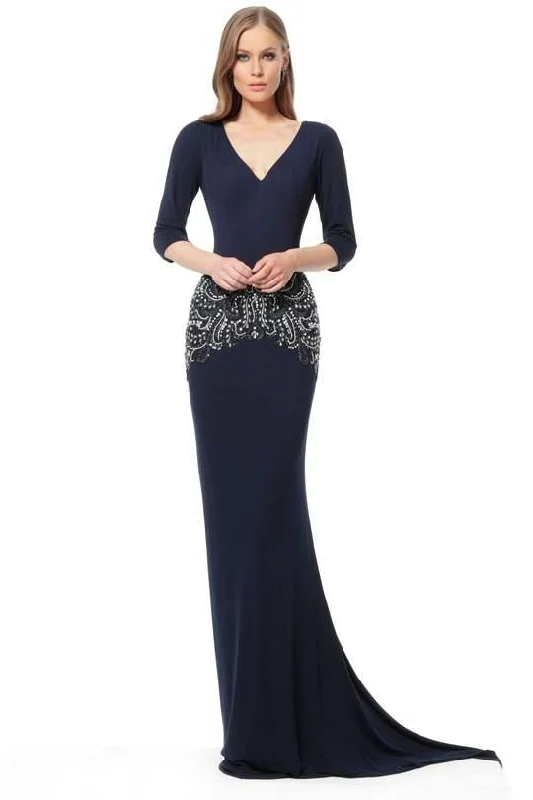 women's retro dressesJovani 68806 Long V-Neck Sheath Prom Dress