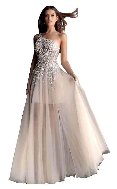 women's halter dressesJovani 64893 Long One Shoulder Prom Gown