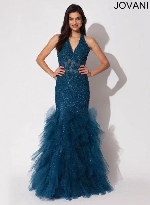 women's luxury dressesJovani 79095 Prom Long Beaded Halter Formal Dress