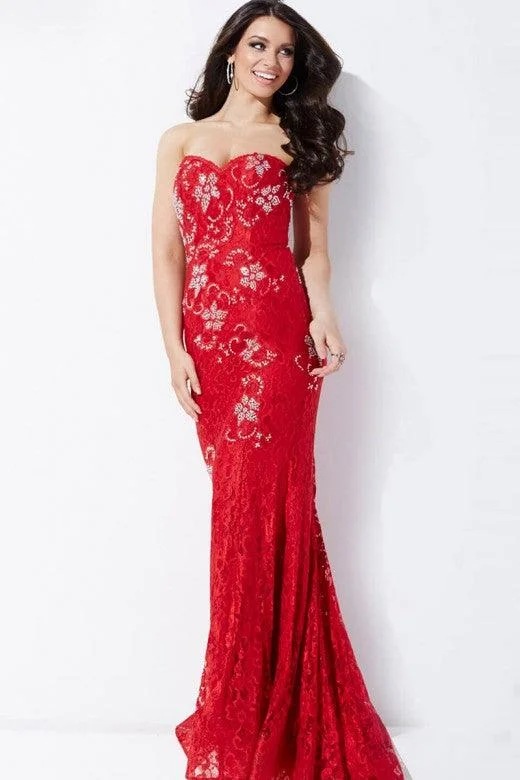 women's limited-edition dressesJovani 34082 Prom Long Strapless Formal Lace Dress