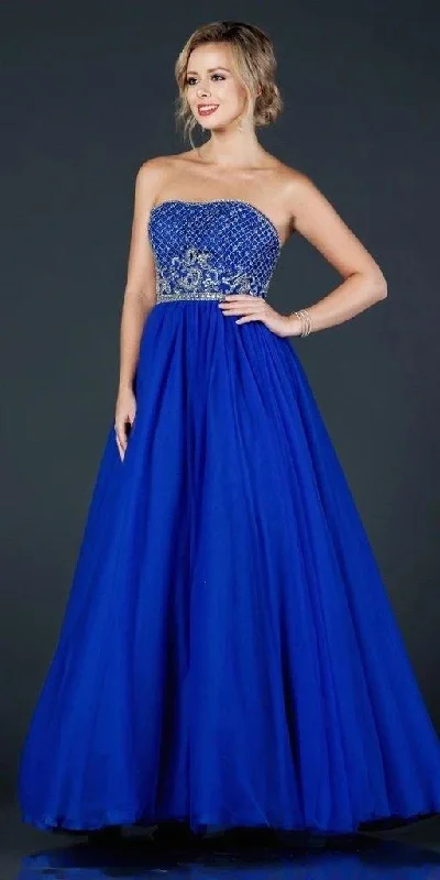 women's prom dressesLong Formal Beaded Strapless Prom Ball Gown