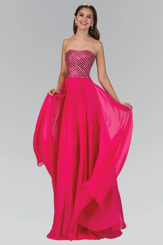 women's short-sleeved dressesProm Long Strapless Chiffon Sweetheart Formal Gown