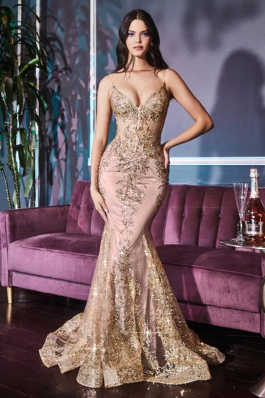 women's casual dressesCinderella Divine J810 Formal Long Corset Prom Dress Rose Gold