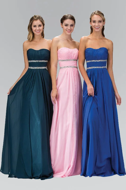 women's ball gown dressesStrapless Long Prom Chiffon Dress Formal