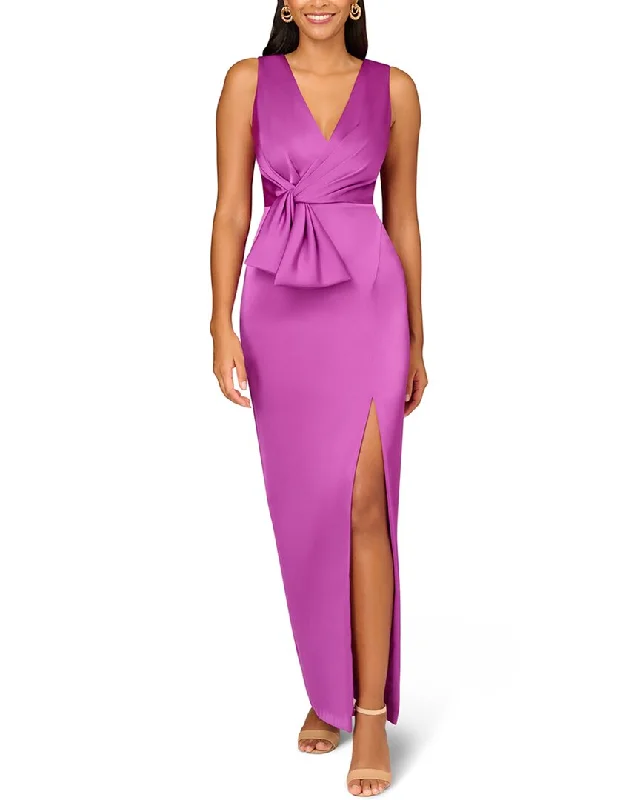 women's flowy dressesAidan Mattox Crepe Back Satin Column Gown