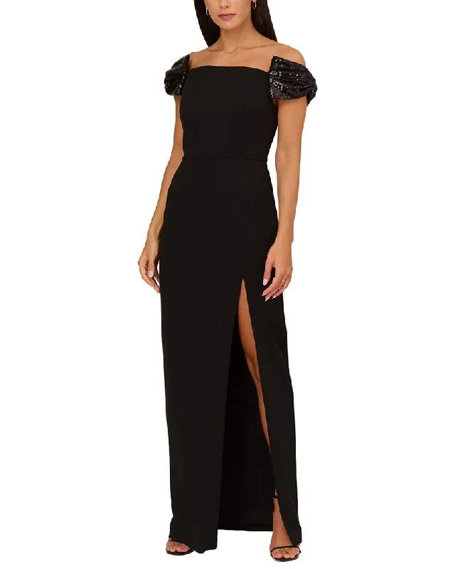 women's high-end dressesAidan Mattox Stretch Knit Crepe Gown