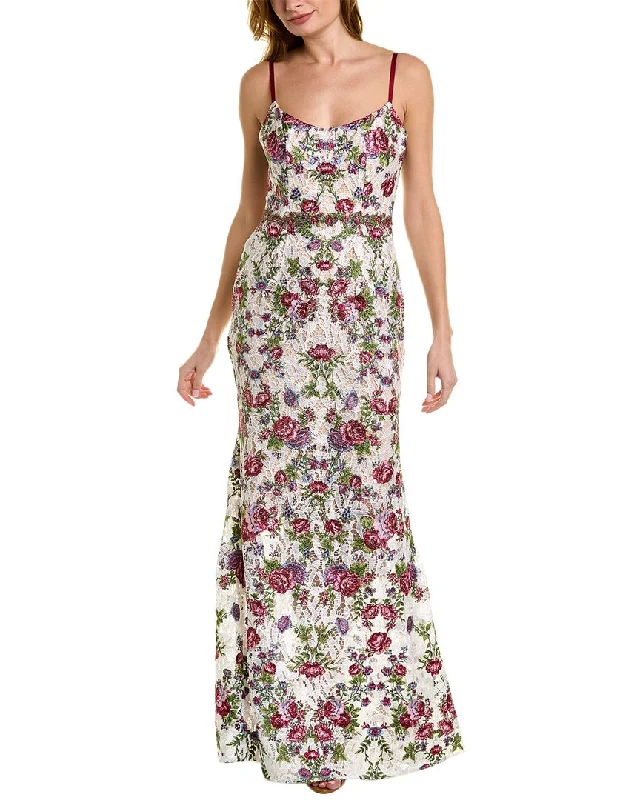 women's off-the-shoulder dressesMarchesa Notte Floral Lace Gown