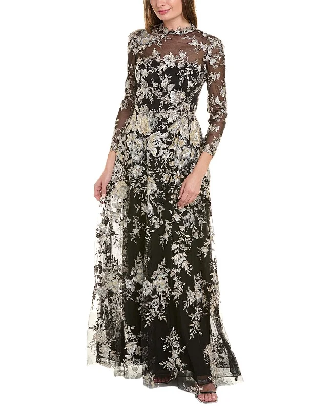 women's fashionable dressesTeri Jon by Rickie Freeman Embroidered Lace Gown