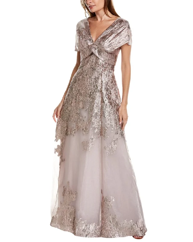 women's satin dressesTeri Jon by Rickie Freeman Metallic Organza Gown