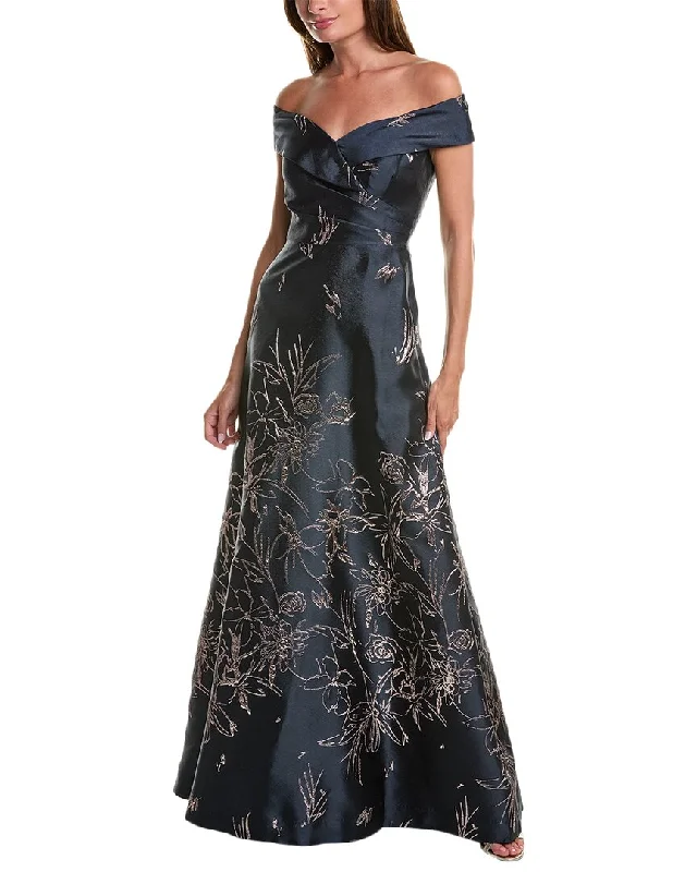 women's bow dressesTeri Jon by Rickie Freeman Off-The-Shoulder Gown